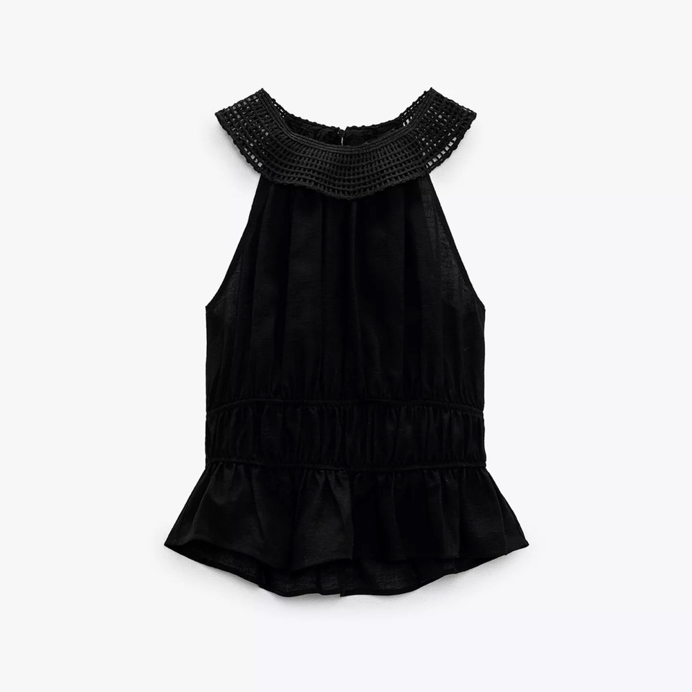 Zara: Black Halter Top; Size Medium; NWT